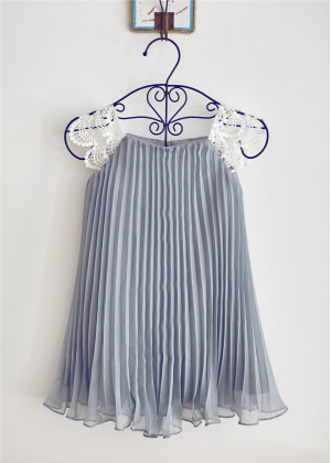 Cap Sleeves Gray Pleated Chiffon Simple Flower Girl Dress Cap Sleeves Gray Pleated Chiffon Simple Flower Girl Dress